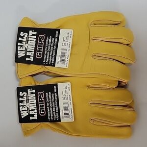 (2) Pairs NWT Wells Lamont Leather Grips, Gloves, Size Medium